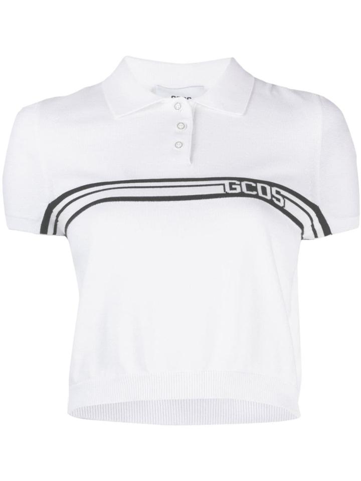 Gcds Cropped Polo Top - White