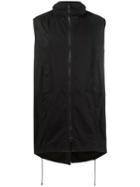 Isabel Benenato Zipped Sleeveless Coat, Men's, Size: 48, Black, Leather/cotton
