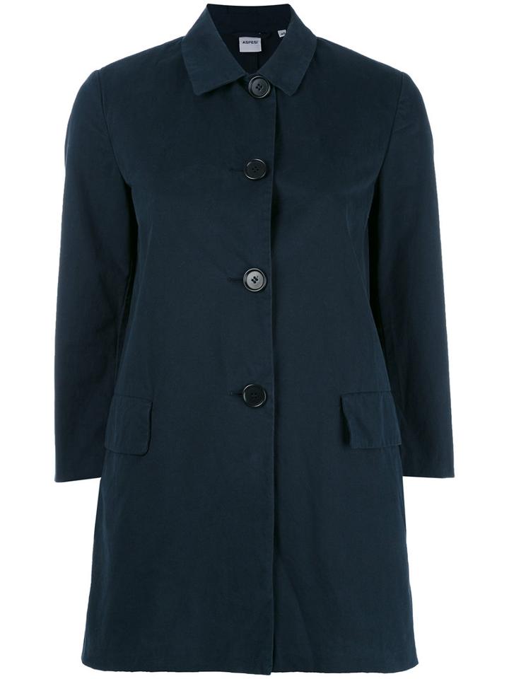 Aspesi Single Breasted Coat, Women's, Size: 40, Blue, Cotton