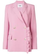 Msgm Ruffle Trim Crepe Blazer - Pink & Purple