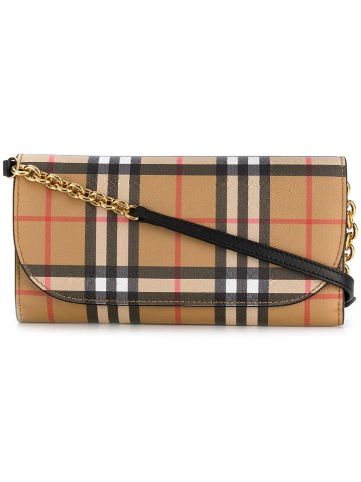 Burberry Rectangular Checked Crossbody Bag - Nude & Neutrals