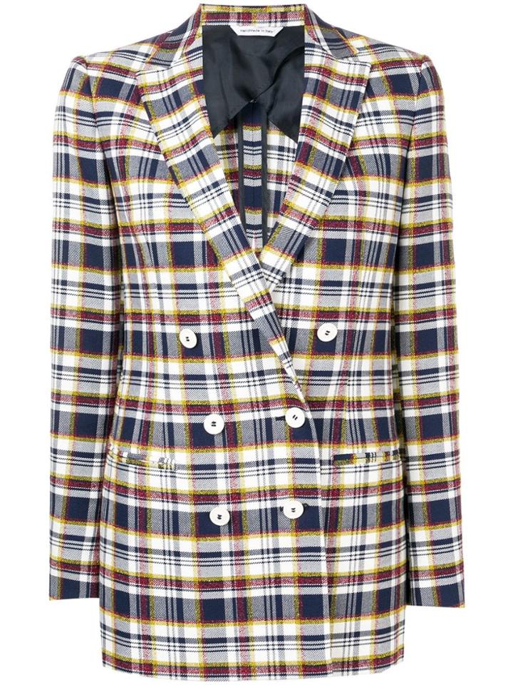 Tonello Checked Double Breasted Blazer - Blue