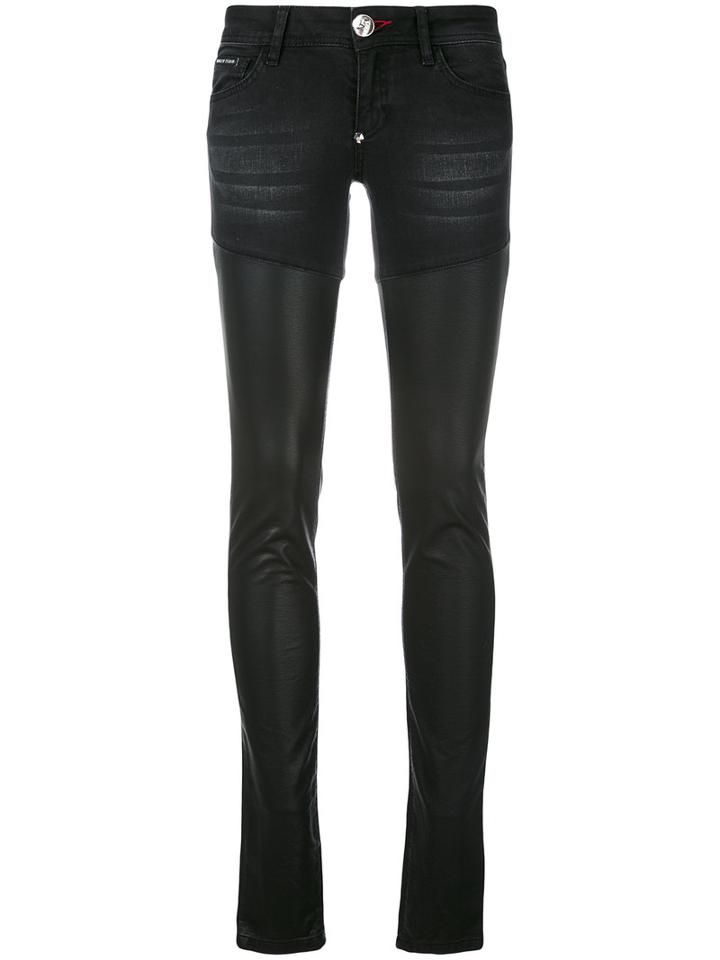 Philipp Plein - Panel Skinny Trousers - Women - Cotton/polyester/polyurethane/viscose - 29, Black, Cotton/polyester/polyurethane/viscose