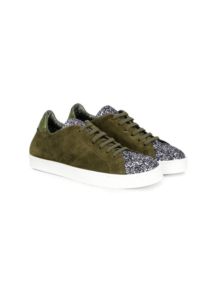 Hogan Kids Glittered Captoe Sneakers - Green