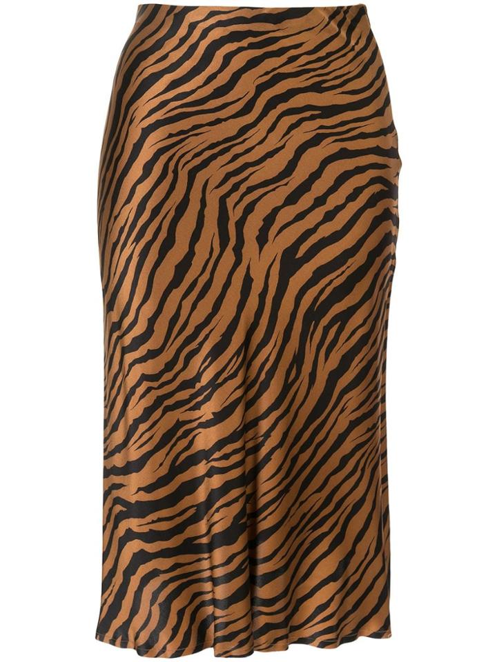 Nili Lotan Tiger Print Midi Skirt - Brown