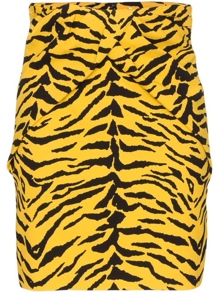 Saint Laurent Zebra Print Peplum Skirt - Yellow