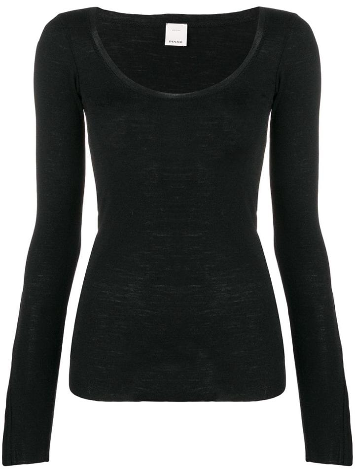 Pinko Stopped Neck Fitted Top - Black