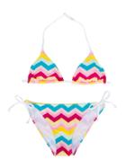 Mc2 Saint Barth Kids Teen Zig-zag Print Triangle Bikini Set -