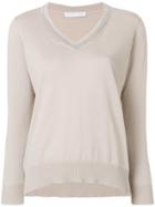 Fabiana Filippi Metallic Embroidery Cutout Jumper - Nude & Neutrals