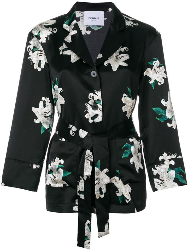 Dondup Floral Print Belted Blazer - Black