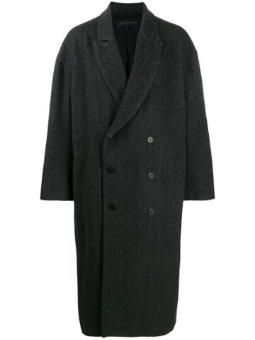 Ann Demeulemeester Grise Herringbone Oversized Peacoat - Black