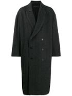 Ann Demeulemeester Grise Herringbone Oversized Peacoat - Black