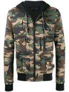 Philipp Plein Camouflage Hooded Jacket - Green