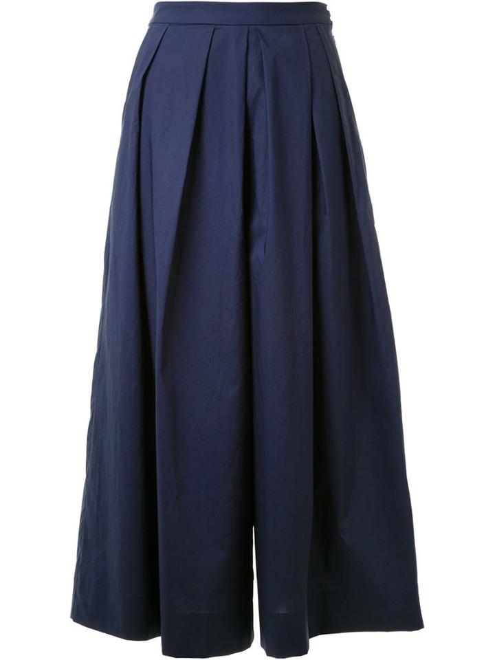Muveil Pleated Culottes, Women's, Size: 38, Blue, Polyester/cotton
