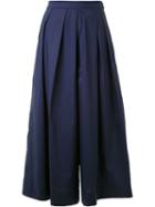 Muveil Pleated Culottes, Women's, Size: 38, Blue, Polyester/cotton