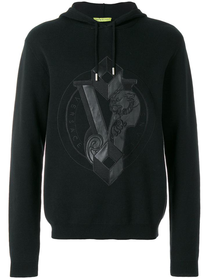 Versace Jeans V Logo Hoodie - Black