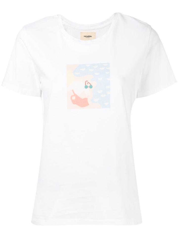 Nanushka - Beach Print T-shirt - Women - Cotton - S, White, Cotton