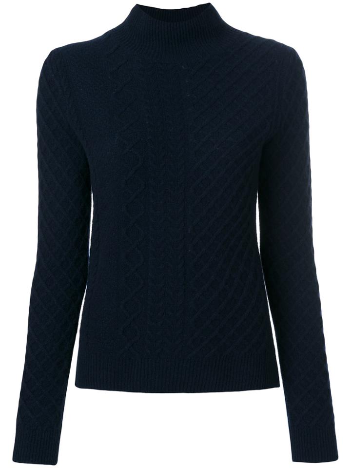 Pringle Of Scotland Roll Neck Cable Stitch Jumper - Blue