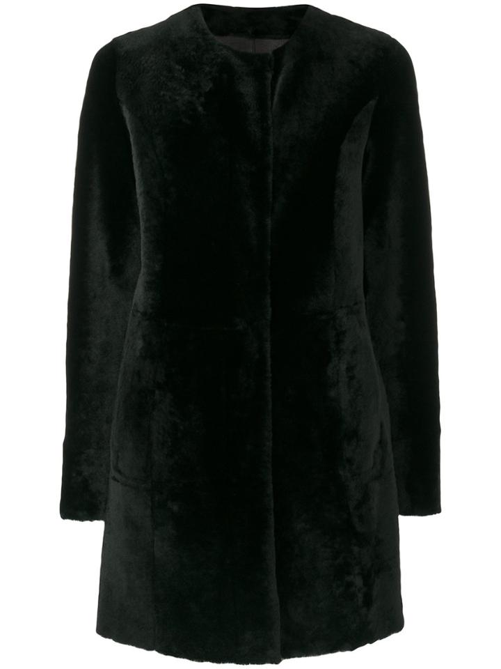 Drome Furry Buttoned Up Coat - Black