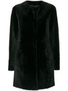 Drome Furry Buttoned Up Coat - Black