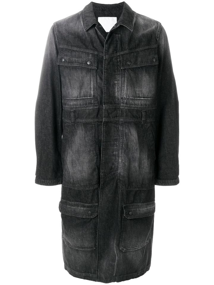 White Mountaineering Long Denim Coat - Black