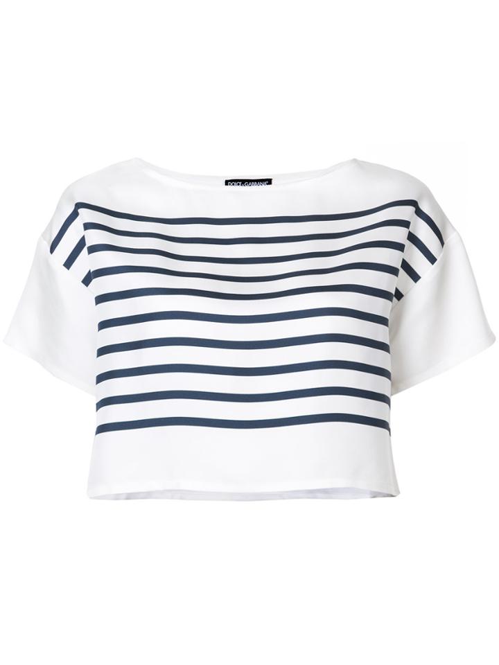 Dolce & Gabbana Striped Crop Top - White