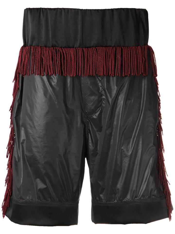 À La Garçonne - Fringed Bermuda Shorts - Men - Polyamide - M, Black, Polyamide