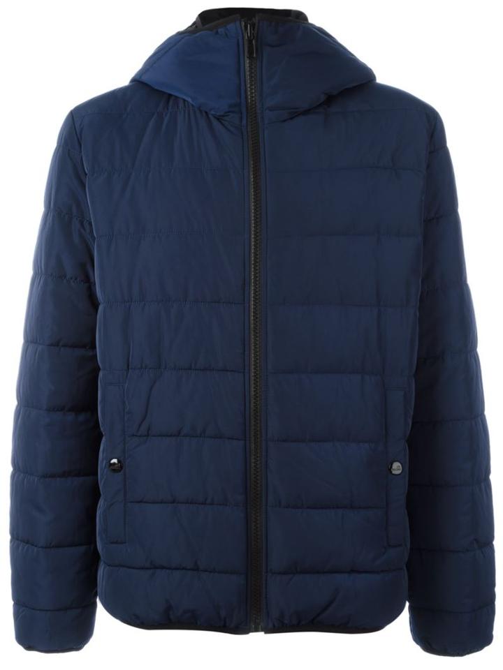 Love Moschino Hooded Puffer Jacket, Men's, Size: 46, Blue, Polyester