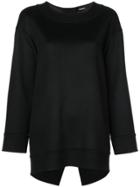 Adam Lippes Ribbed Knit Detail Sweatshirt - Black
