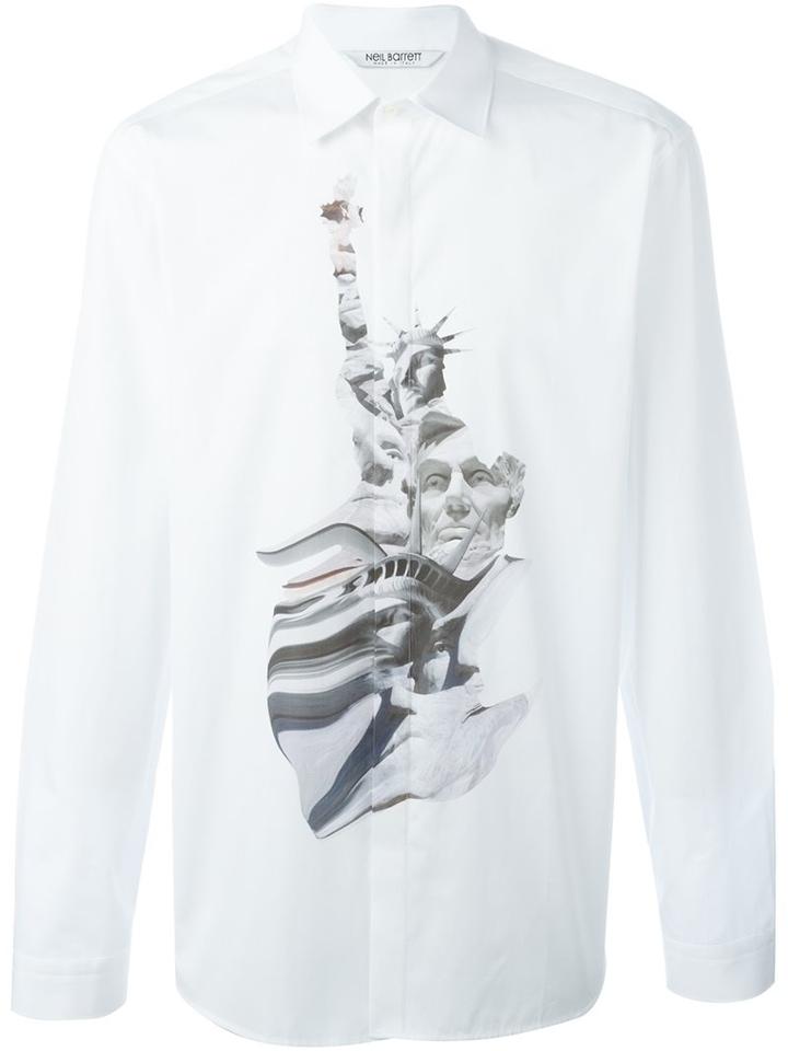 Neil Barrett 'statue Of Liberty' Shirt, Men's, Size: 39, White, Cotton