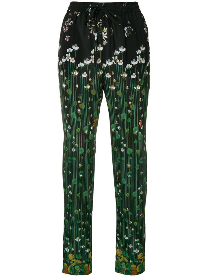Red Valentino Floral Embroidered Fitted Trousers - Black
