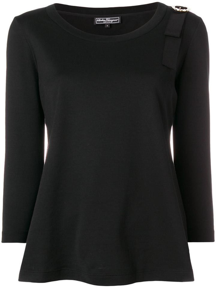 Salvatore Ferragamo Embellished Shoulder Strap Jumper - Black