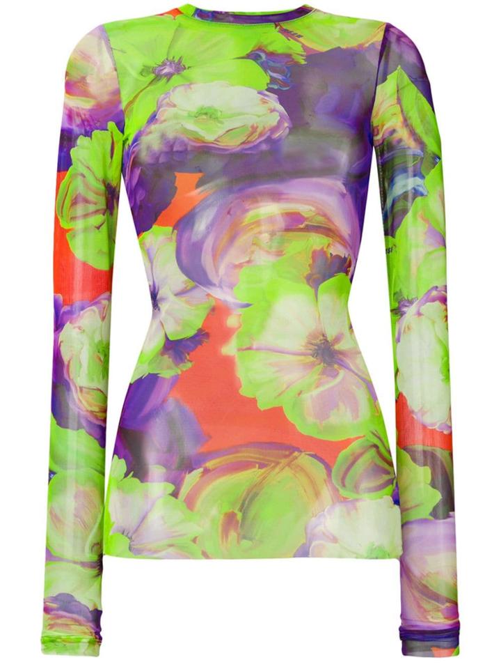 Msgm Printed Fitted Jumper - Green