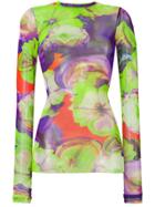 Msgm Printed Fitted Jumper - Green