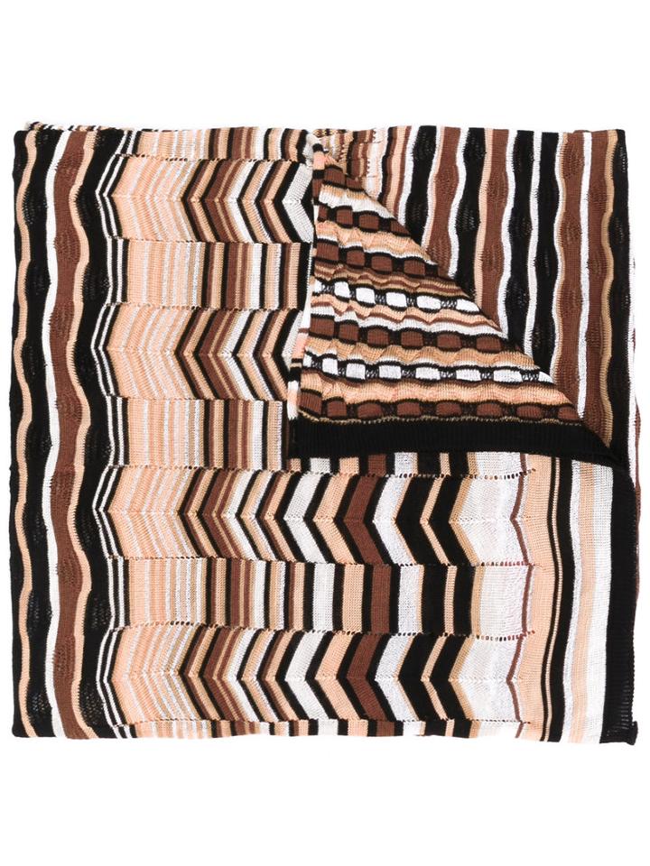 Missoni - Zig Zag Crochet Knit Scarf - Women - Cotton/polyamide/viscose - One Size, Brown, Cotton/polyamide/viscose