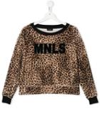 Monnalisa Teen Leopard Print Logo Sweatshirt - Neutrals