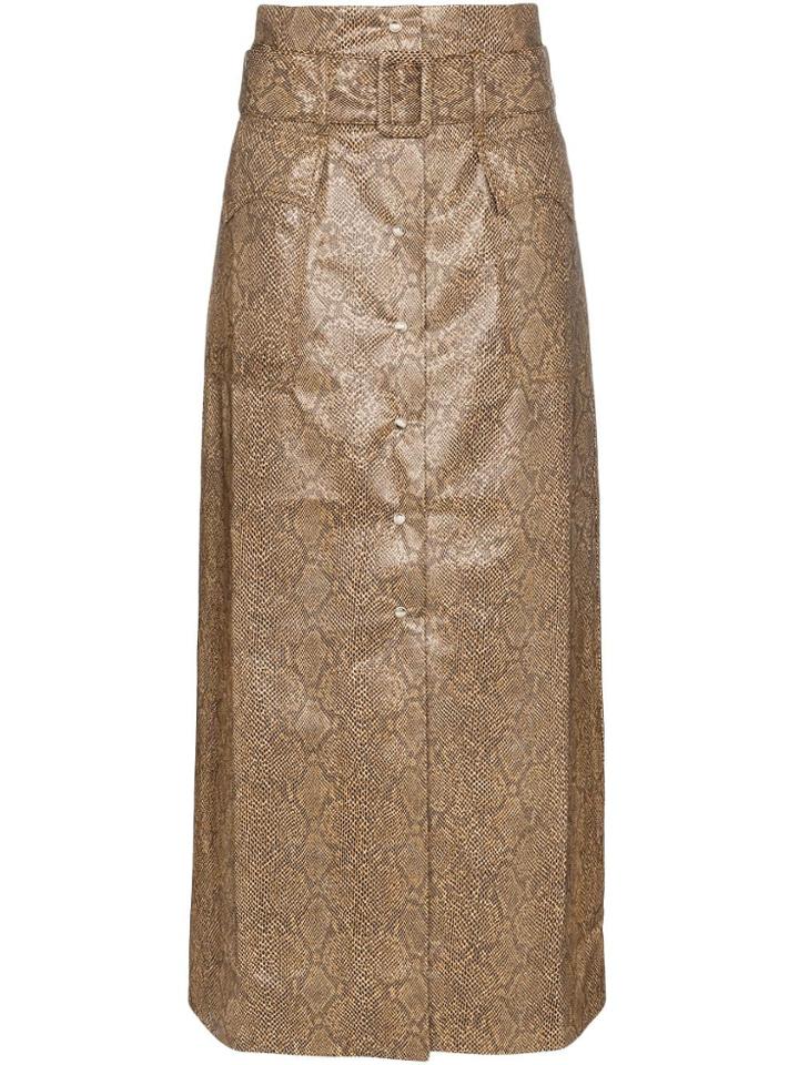 Nanushka Aarohi Snake-effect Midi Skirt - Brown
