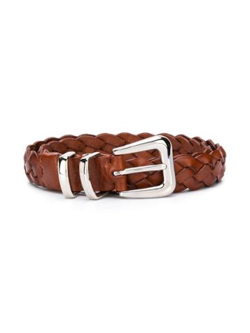 Brunello Cucinelli Kids Woven Style Buckled Belt - Brown
