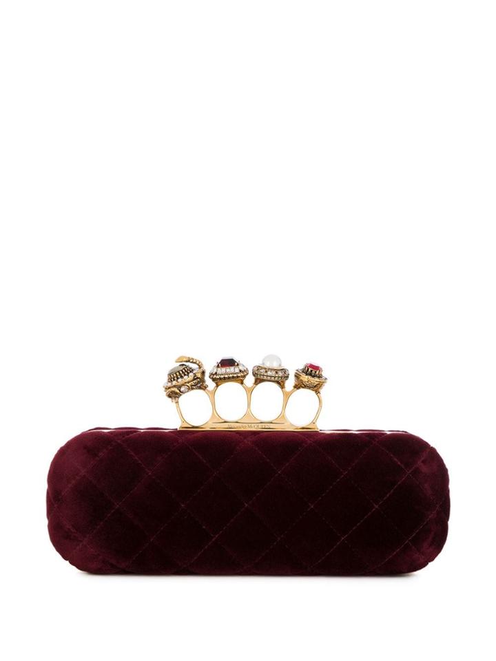 Alexander Mcqueen Ring Knuckle Box Clutch - Red