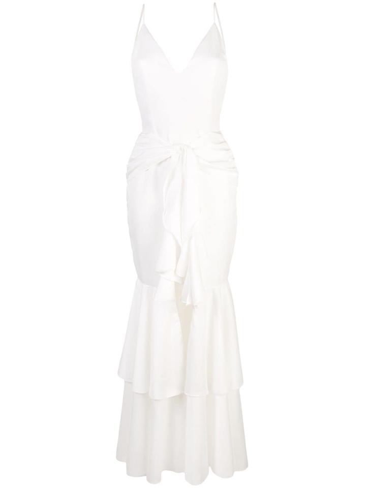 Patbo Slit Front Ruffle Dress - White
