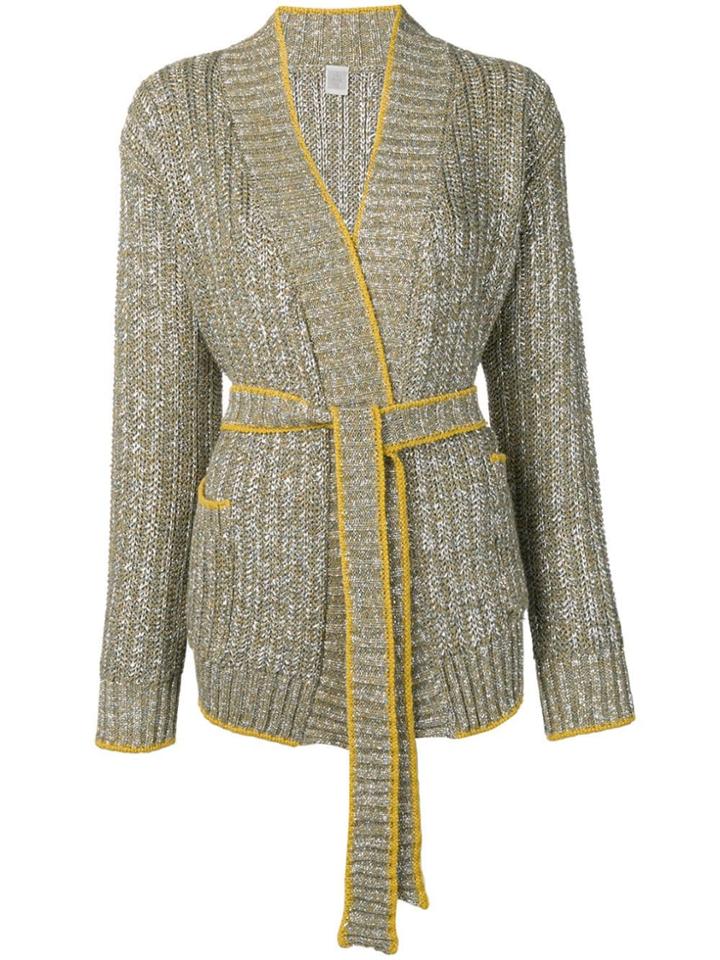 Eleventy Metallic Tie Front Cardigan - Silver