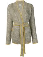 Eleventy Metallic Tie Front Cardigan - Silver