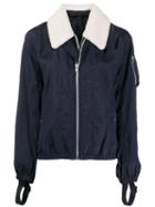 Helmut Lang Fitted Jacket With Shearling Trim - Blue