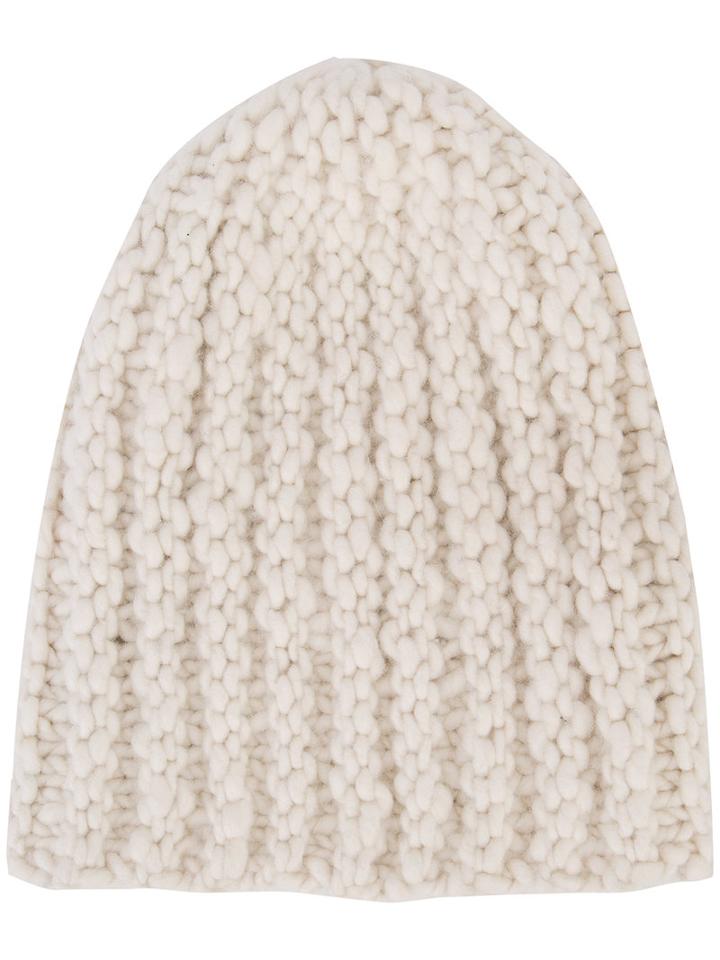 The Elder Statesman Cashmere Ribbed Beanie, Adult Unisex, Nude/neutrals, Cashmere