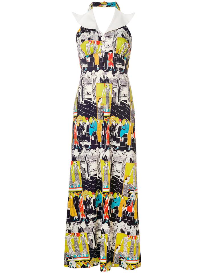 William Vintage 1973 Flared Long Dress - Multicolour