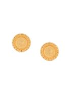 Chanel Vintage Coco Coin Round Earrings - Metallic