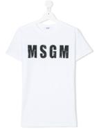 Msgm Kids Logo Printed T-shirt - White