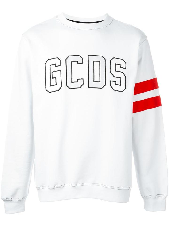 Gcds Logo Print Sweatshirt, Men's, Size: Large, White, Cotton