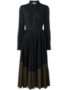 No21 Flared Pleated Shirt Dress, Women's, Size: 44, Black, Cotton