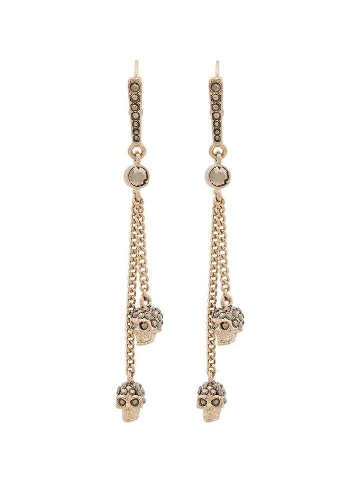 Alexander Mcqueen Metallic Chain Skull Earrings - Gold